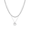 Europäische und amerikanische klassische D-Buchstabe Doppelschicht-Halskette aus Edelstahl 2022 Halskette für Damenmodeschmuck