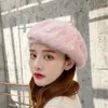 Berets French Beret Hat Women Girls Princess Pearl Ornament Woolen Plain Fur Autumn Warm Winter Wool Street Hats Caps