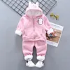 Set di abbigliamento Autunno Inverno Completo da bambino Ragazzo Plus Velluto spesso caldo Set da 2 pezzi Ragazza Cute Cartoon Agnello Casual Abiti con cappuccio 220916