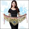 Belly Chains Colorf Glass Bead Gold Belly Dance Midje kedjor Nile Stage Performance Seven Colors Chain Belt ADT Nybörjare DHSeller2010 DH3JV