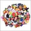 Charms 100 pezzi Mix intero scarpe da cartone animato Charms Sile morbido animale gatto coniglio foro pantofola accessori per regali per bambini Croc Dr Seashells287n