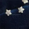 Stud Sterling Sier Plated 14k Gold Crystal Five Pointed Star Earrings Women Simple Fashion Wedding Jewelry Accessories 6 DHSeller2010 DHAFC