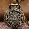 Old Fashion Watch Little Hollow Out Flower Case Hommes Femmes Quartz Analogique Montre De Poche Collier Chaîne Cadeau