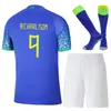 Erkekler Çocuklar Milli Takım Brezilya Futbol Forması 22 Dünya Kupası RICHARLISON RAPHINHA Philippe Coutinho Thiago Silva Lucas Paqueta MARQUINHOS DANILO Futbol Gömlek Kitleri