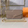 Pochette Felicie Empreinte väska Kuvert clutch plånböcker korthållare handväska designer väskor plånbok på kedja avtagbar 3st handväska crossbody läder embossing letter