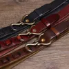 Belts Thick Cowhide Leather Belt For Men And Women Genuine Brass Hook Buckle Unisex Vintage High Quality Weaving