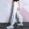 Frauen Hosen Capris LIBERJOG Frauen Hohe Taille Casual Cool Cargo Streetwear Lose Mädchen Punk Schwarz Weiß Sport Weibliche Hosen 220916