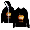 Herrtröjor Happy Halloween kläder 3d hoody tryck män kvinnor dragkedja jackor toppar coola pojkar flickor zip up hooded höst tröjor