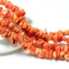 Cuentas al por mayor con forma de grava, tinte naranja, Coral Natural, piedra de 5-8 Mm para fabricación de joyería, pulsera DIY, hilo de collar de 34''