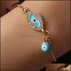 Braccialetti con ciondoli Fascino Turco Blu Cristallo Braccialetti con malocchio per le donne Catene d'oro fatte a mano Bracciale fortunato Donna Gioielli Dhseller2010 Dh0P8