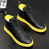 Chaussures pour hommes quatre saisons en cuir verni chaussures de planche en cuir brillant bottes hautes décontractées nouvelles baskets vert fluo or et argent blanc A20