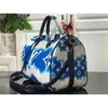 أكياس Messenger M45146 Blue Speedy Bandouliere 30 نساء للتسوق حقائب يد الكتف