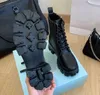 BOTAS ALTO DE MODADO COURO DE MODA OUTONO E WINTRO 2022 Brand Lace Up Side Zipper Martin Boots feminino P