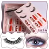 Halloween Flauschige falsche Wimpern zum Aufdrücken der Nägel Set lockige lange Wimpern Full Cover Coffin Nail Makeup Kits