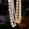 Łańcuchy 3/4/5mm S925 Srebrny Srebrny Moissanite Stone Tennis Link Naszyjnik dla kobiet mężczyzn Hip Hop Bling Out Rapper Biżuterchainsc