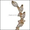 Stud 925 Sterling Sier Plaqué 14K Or Cristal Paix Branche D'olivier Boucles D'oreilles Femmes Exquis Brillant Étudiant Bijoux Accesso Dhseller2010 Dhofs