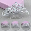 Fashion Silver Color Rhinestone Flower Leaf Peli di capelli da sposa per ragazze Ornamenti per capelli cristallini Ornelli Accessori per capelli da sposa