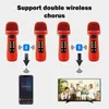 Microphones Microphone de karaoké sans fil Bluetooth 3-en-1 Portable portable karaoké micro haut-parleur de noël anniversaire fête à la maison pour Smartphone T220916