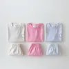 Kledingsets 2 stks babymeisjes jongens outfits sets zomer mode schattig basic korte mouw kinderen tees t-shirts shorts shorts stiksel kleur kleding 220916