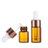 1ml 2ml 3ml 5ml ámbar claro Mini botella cuentagotas de vidrio muestra aceite esencial Perfume pequeño vial