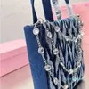 Designer Mini Tote Handv￤ska denim Diamond Tote Bag Women Wrinkled Handv￤skor Kvinnor Classic Large Capacity Lady Shopping V￤skor 2022