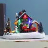 Juldekorationer LED Glödande julbyby scenprydnader hushållsdekorationer lysande harts hantverk vinterhus jultomten snögubbe tåg 220916