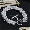 Łańcuch Link 925 Sterling Sier Lady Chain Bransoletka Many Circle Charm Bracelets Biżuteria dla kobiet mężczyzn Hurtowa ślub Gi Dhseller2010 Dhopm