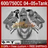 Fairings & Tank For SUZUKI GSXR-600 GSXR750 GSXR600 GSX-R600 04-05 Body 153No.126 GSXR 750CC 600 750 CC GSXR-750 K4 2004 2005 600CC 04 05 OEM Injection Fairing glossy grey