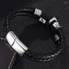 Charm Bracelets Punk Genuine Leather Skull Bangles With Magnetic Clasp Wristband Men Jewelry Gift BB0333