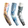 Knee Pads UV Sun Protection Arm Sleeve Ice Silk Cooling Tattoo Cover For Summer Cycling Fishing Supplies Animal Printing Breathable