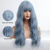 Hairsynthetic Gemma Water Long Water Wave Blu Alta temperatura Donne Bianca Bianca Afro Cespite Daily Synthetic Hair with Bangs1048585