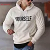 Heren Hoodies Sweatshirts Herfst Winter Heren Warm Pluche Fleece Hoodie Sweatshirts Casual Lange mouw Letter Print Capuchon Pullover Teddy Tops Mode Straat