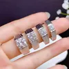 Cluster Rings Sterling Silver 925 Mosan Diamond Men 0.5CT - 3.0CTD Color VVS1 Class Clarity Luxury Jewelry Wedding Engagement Mens