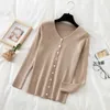 Women's Sweaters 2022 Autumn Winter Button V Neck Sweater Women Basic Slim Pullover And Pullovers Knit Jumper Ladies Tops Pink