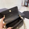 22S Ladies Designer bag Classic Mini Flap Pearl Strap Wallet Bags With Gold Metal Matelasse Chain Crossbody Shoulder Purse Card Holder Pochette Sacoche purse 20CM