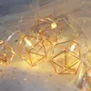 Stringhe SHGO-Stringa luminosa decorativa Rhombus Hexagon Gold LED 20LED alimentata a batteria per la casa, la camera da letto, il matrimonio
