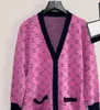 여성용 스웨터 캐주얼 가디건을 위한 디자이너 럭셔리 V넥 새로운 중간 길이 니트 퍼프 드레스 니트 코트