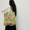 Bolsos de noche reutilizables jacquard lienzo bolsa de compras flores vintage bordado tejido plegable unisex ni￱a
