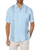 Casual shirts voor heren mannen linnen shirt met korte mouwen Cubaanse strandtoppen mode blouse voor comfortabele katoenen kleding zwart blauw