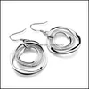 Dange kroonluchter 925 Sterling Sier Three Circle Drop Dangle Earring For Women Lady Wedding Engagement Party Fashion J Dhseller2010 Dhyvg