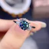 Cluster Rings 1,0 CT Черное многоцветное мосан бриллиантовое кольцо VVS1 Clarity GRA создает роскошные бутики в стиле помощи женский