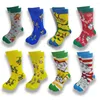 Men's Socks A Pair Of Autumn And Winter Cartoon Animal Men Yellow Blue Red Orange Green Grey Tube Street Wind Senior Sewing Crew