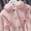 Set di abbigliamento Moda Inverno caldo Set di vestiti da principessa Bambini Cappotto con fiocco per neonato Cappello in velluto Canotta Cappello per bambina Natale Outwear 220916