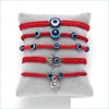 Charm Armbänder Blau Evil Eye Kette Frauen Männer Geflochtenes Rotes Seil Charm Armband Doppelperlen Schmuck Armbänder Einstellbar Dhseller2010 Dhge6