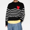 Red Heart A Stricken Streifen Pullover Mann Frauen Mode Rundhals Mantel Highstreet Hip Hop FZMY0150