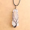 Natural White Crystal Pillar Pendants Handmade Antique Copper Wire Wrapped Tree of Life For Necklace Jewelry N3750