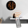 Wall Clocks Remote Control Digital Clock Large Temp Humidity Date Week Automatic Dimming Table 12/24H Timing Dual Alarm LED