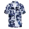 Męskie koszule letnie moda męska hawajska krótkie guziki kokosowe drzewo kokosowe na plaża Aloha Mężczyzna koszula plus size 25 w stylu 5xl