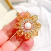 Brooches Exquisite High Quality Pearl Flower For Women Gift Copper Zircon Sunflower Brooch Pin Fashion Accessories Gold Broche