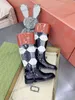 Botas equestres botas de estilo joelho as mulheres leves e sombras letra de impressão bordada de cor de corneca de pele de cobra harn detalhe bota